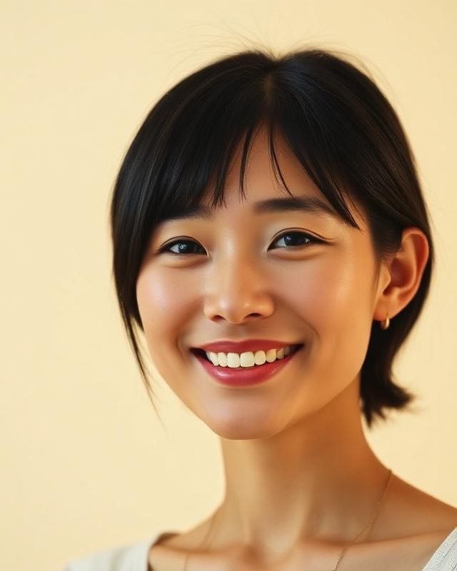 Woman with straight black hair and a soft, open smile